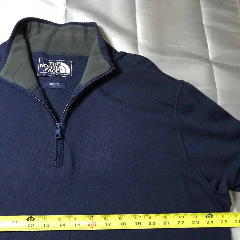 The North Face Mens Navy Blue Cotton Wool Blend Quarter Zip Sweater XL HJ108297 - Picture 5 of 12